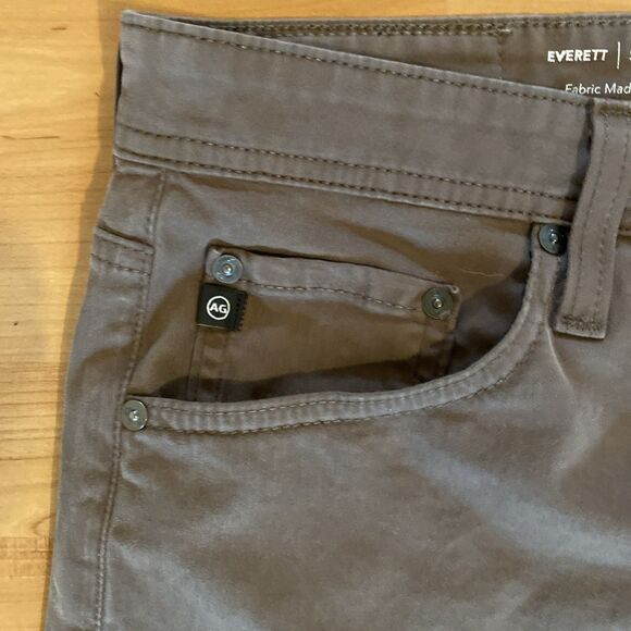 AG Adriano Goldschmied Everett Size 33x34 Slim Straight Brown Chino Pants Mens - Picture 5 of 13